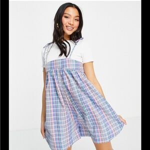 ASOS Petite Rainbow plaid romper size xs petite